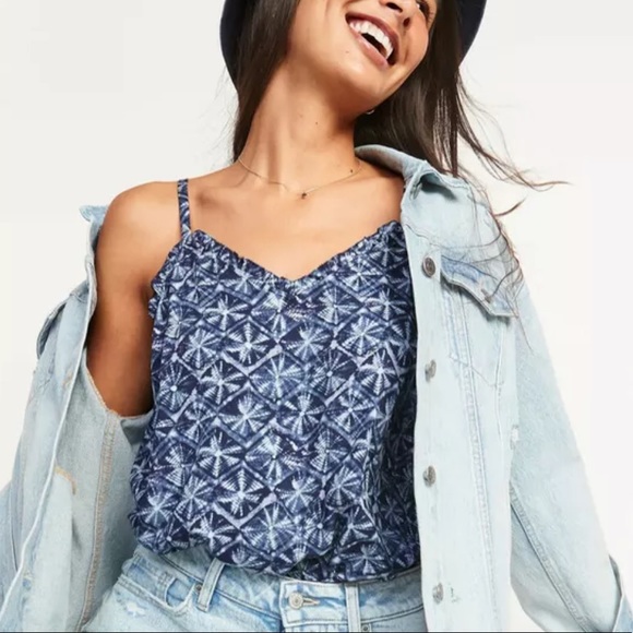 Old Navy Tops - Old Navy Blue Ruffled Tie-Dye V-Neck Cami Tank Top